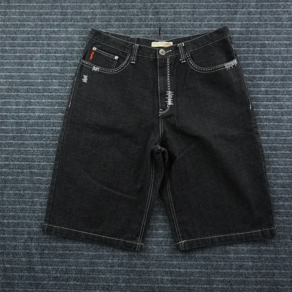 Brooklyn Express Denim Shorts Mens 40 Black Dragon Embroidered Y2K Streetwear - Picture 2 of 15